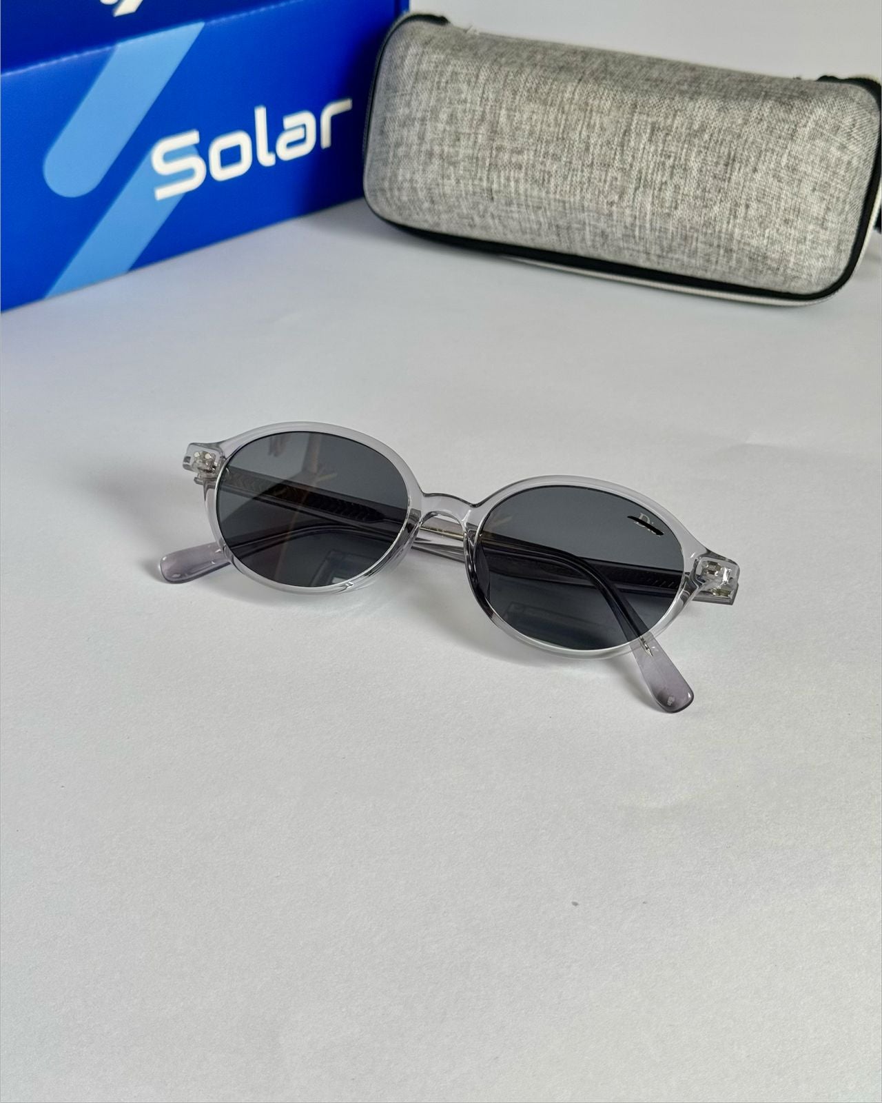 Premium grey smoke oval unisex sunglasses 003