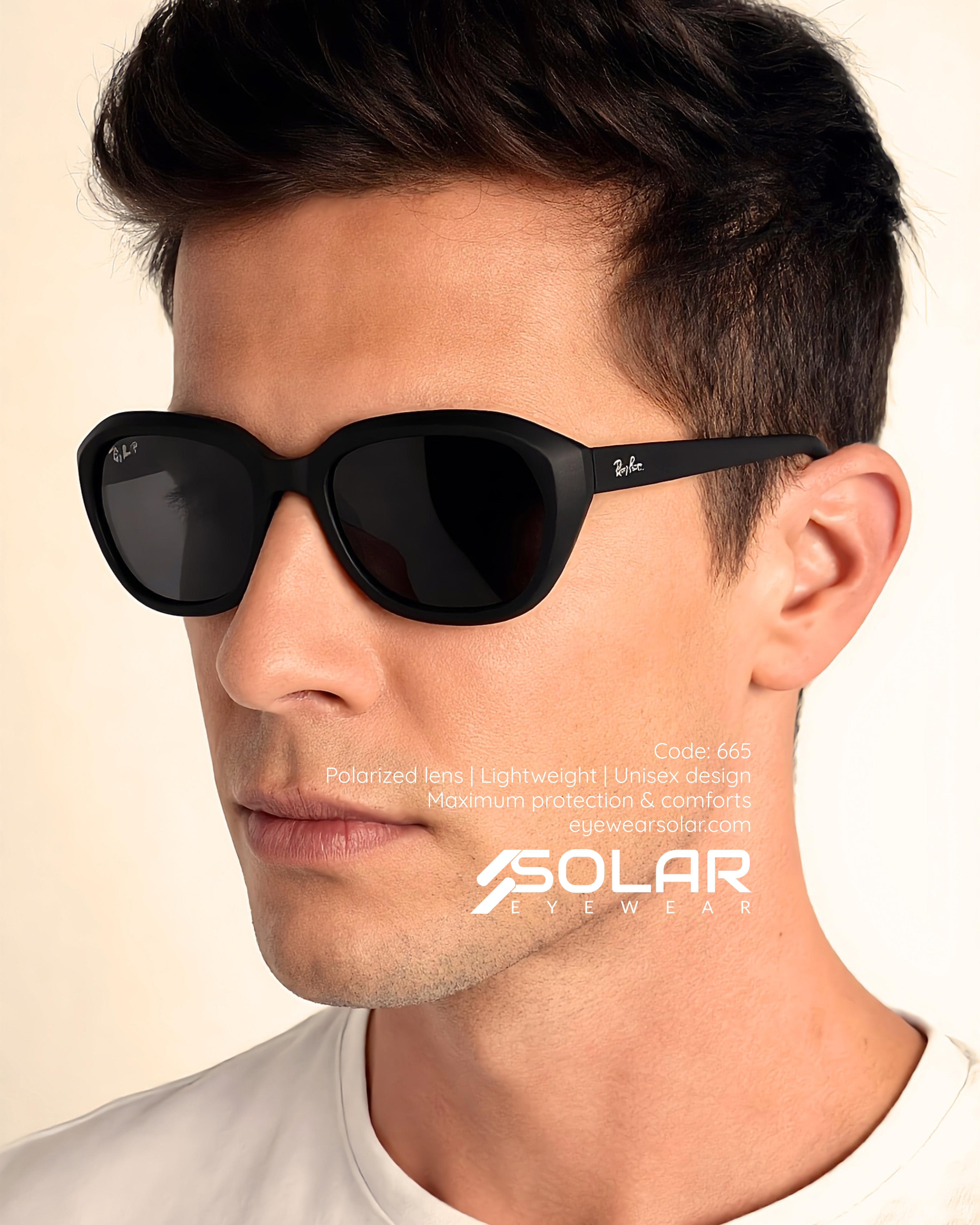 Branded oval  black sunglass 665